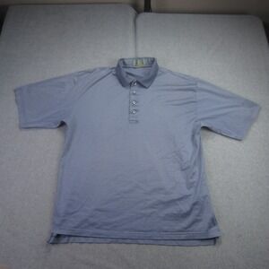 Descente Polo Shirt Mens Large Blue Stripe Short‎ Sleeve Golf Logo Performance